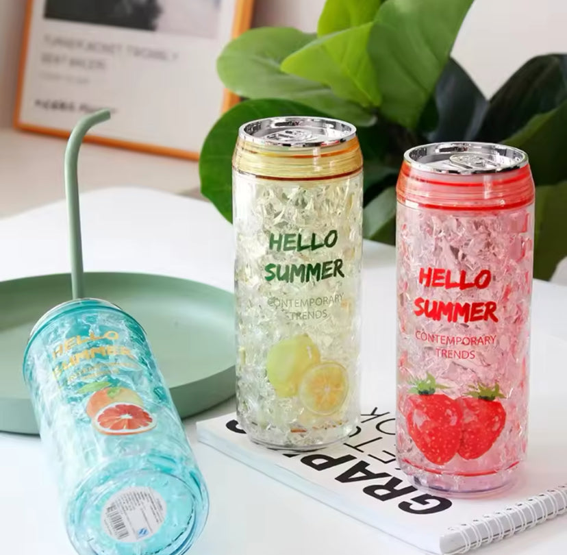 Hello Summer Water Bottle, Double Straw Cold Drink Cup, Creative Milk Box Style Water Bottle, Outdoor Thermos Cup, Summer Glass Drinking Water Bottle Hello Summer Water Bottle, Double Straw Cold Drink Cup, Creative Milk Box Style Water Bottle, Outdoor Thermos Cup, Summer Glass Drinking Water Bottle